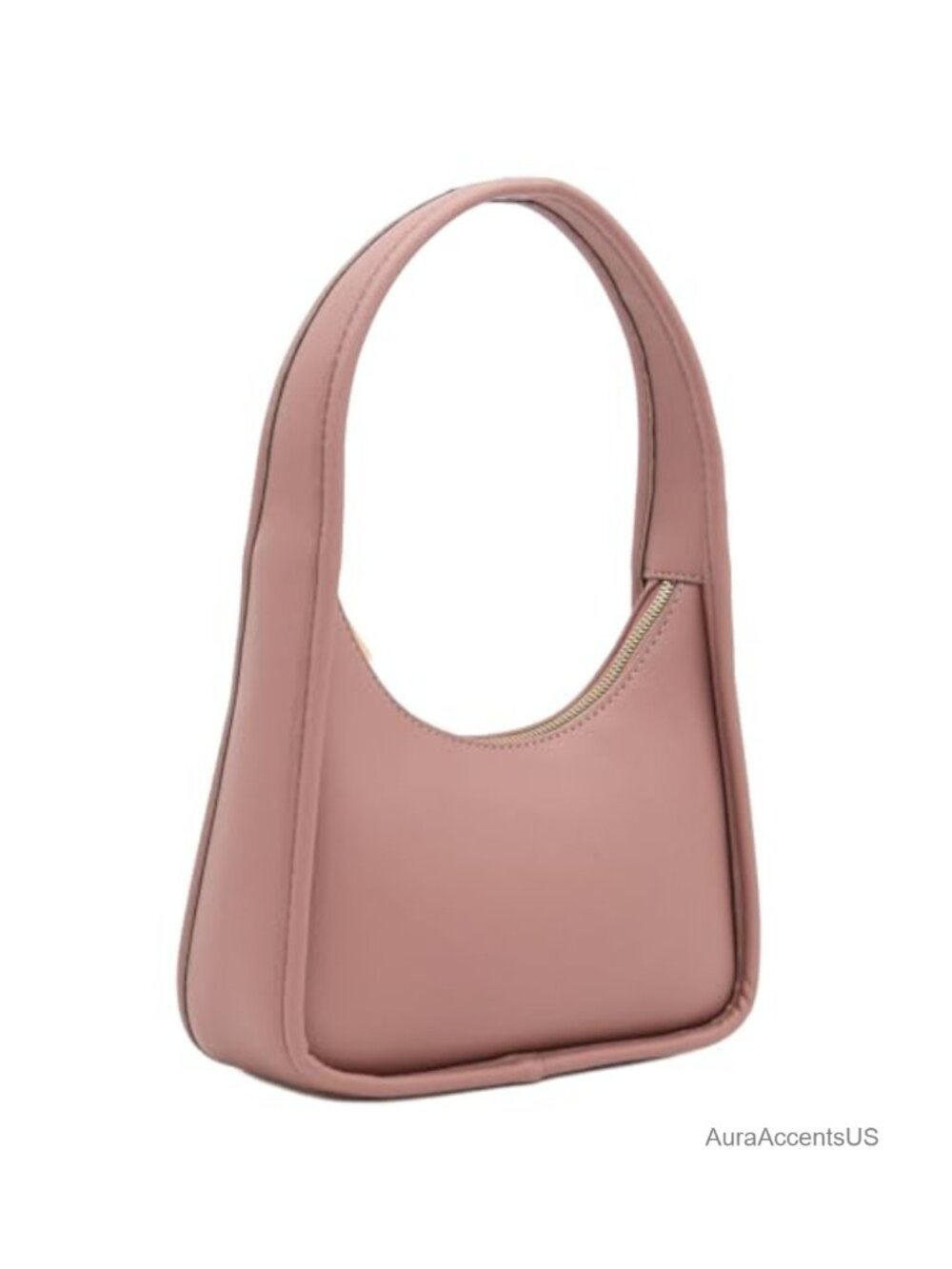 Faux Leather Shoulder Bag Women Minimalist Curved Baguette Purse
